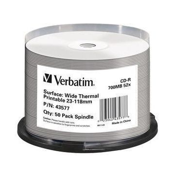 Verbatim CD-R Wide Thermal Printable 52X 700MB Cake50